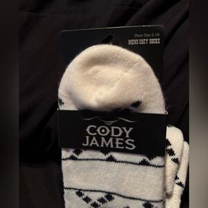 Cody James Men’s Cozy Socks – White/Black Diamond Knit – NWT
